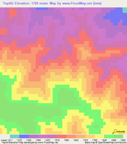 Yayikli,Turkey Elevation Map