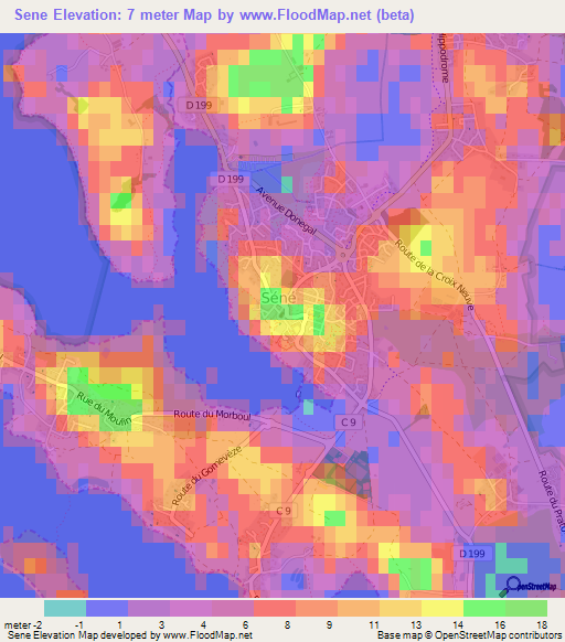 Sene,France Elevation Map