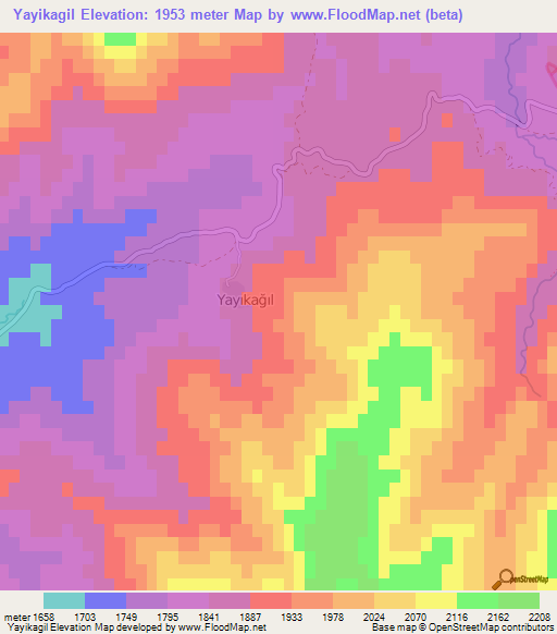 Yayikagil,Turkey Elevation Map