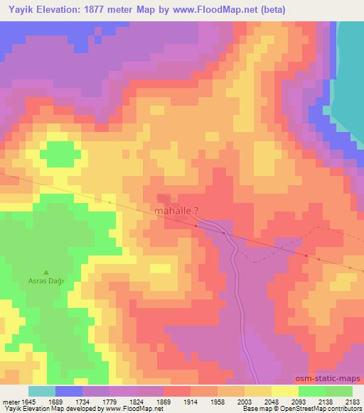 Yayik,Turkey Elevation Map