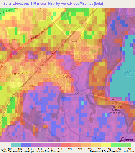 Seltz,France Elevation Map