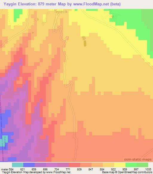 Yaygin,Turkey Elevation Map