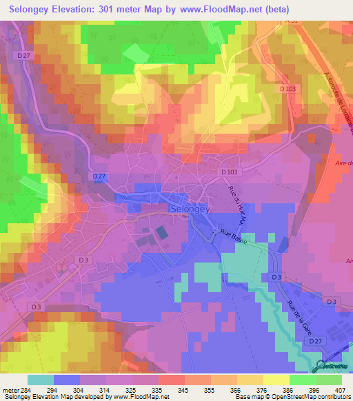 Selongey,France Elevation Map