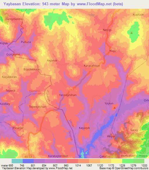 Yaybasan,Turkey Elevation Map