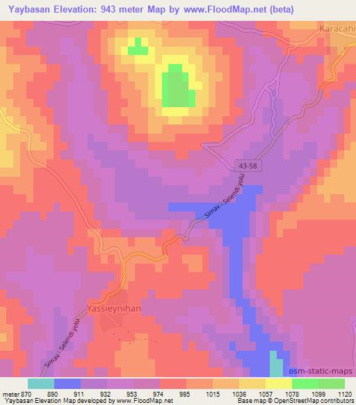 Yaybasan,Turkey Elevation Map