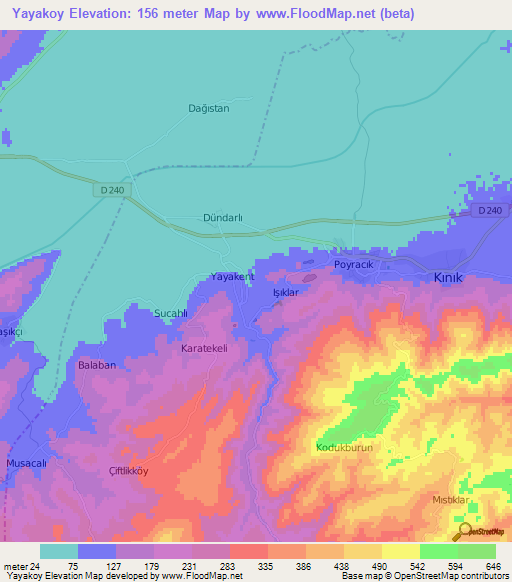 Yayakoy,Turkey Elevation Map