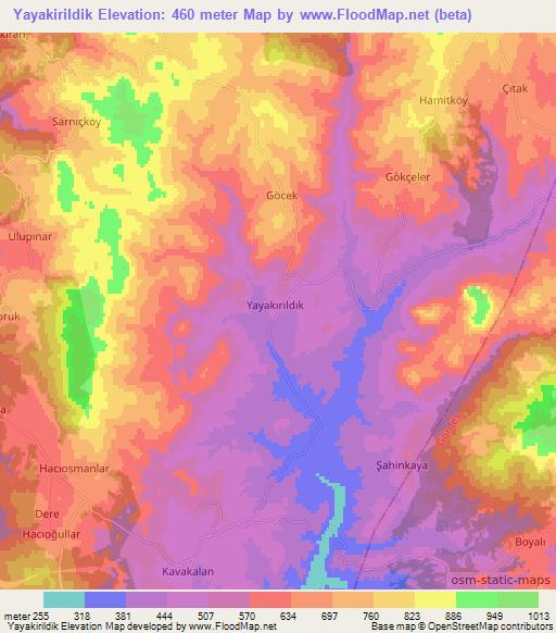 Yayakirildik,Turkey Elevation Map