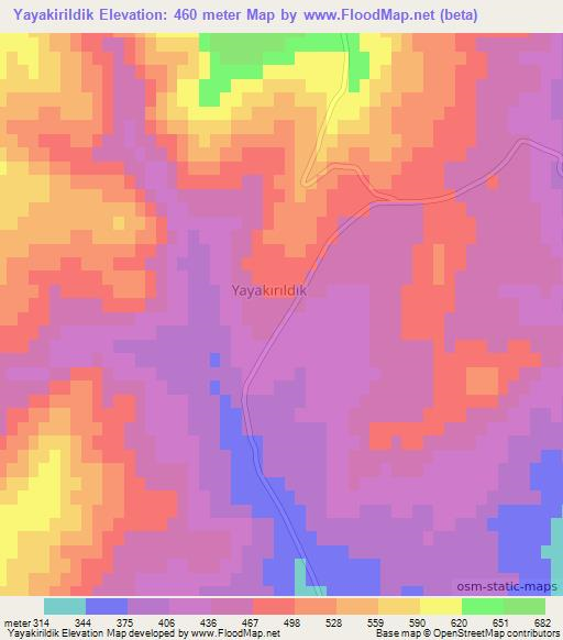 Yayakirildik,Turkey Elevation Map