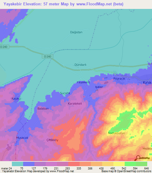 Yayakebir,Turkey Elevation Map