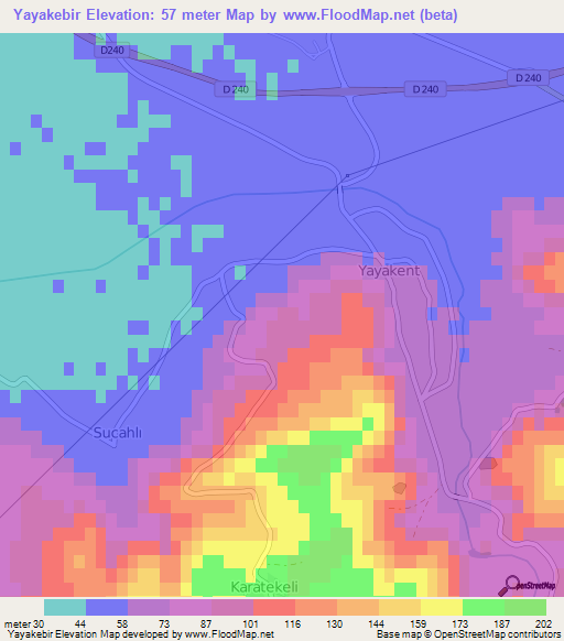 Yayakebir,Turkey Elevation Map