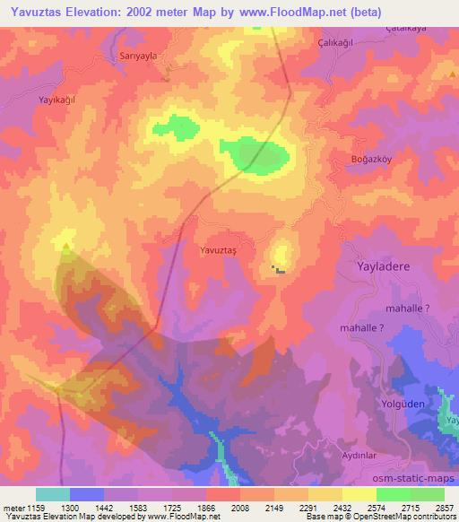 Yavuztas,Turkey Elevation Map