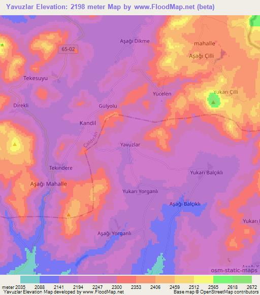 Yavuzlar,Turkey Elevation Map