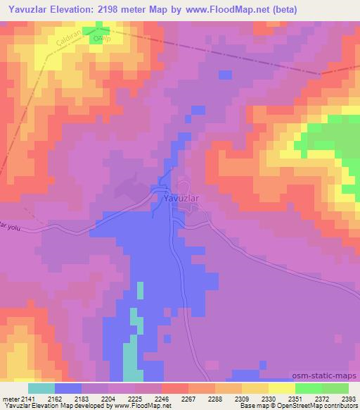 Yavuzlar,Turkey Elevation Map