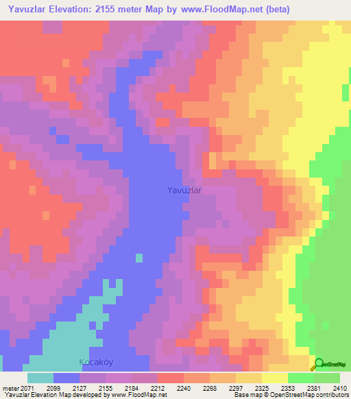 Yavuzlar,Turkey Elevation Map