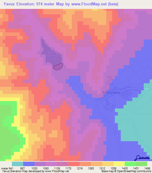 Yavuz,Turkey Elevation Map