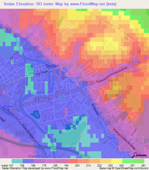 Sedan,France Elevation Map