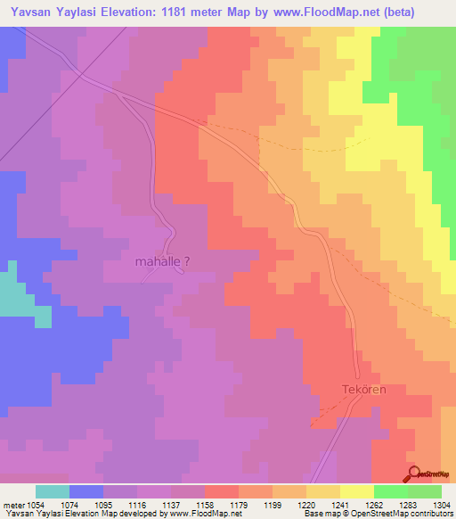 Yavsan Yaylasi,Turkey Elevation Map