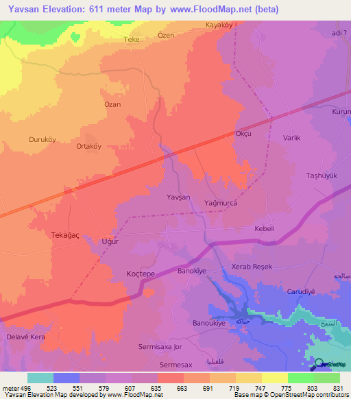 Yavsan,Turkey Elevation Map