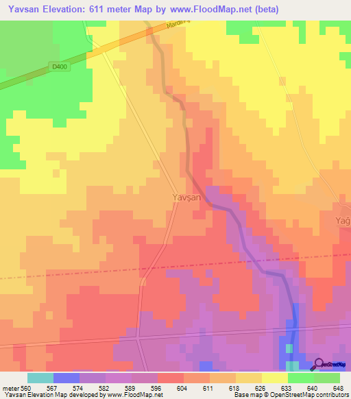 Yavsan,Turkey Elevation Map