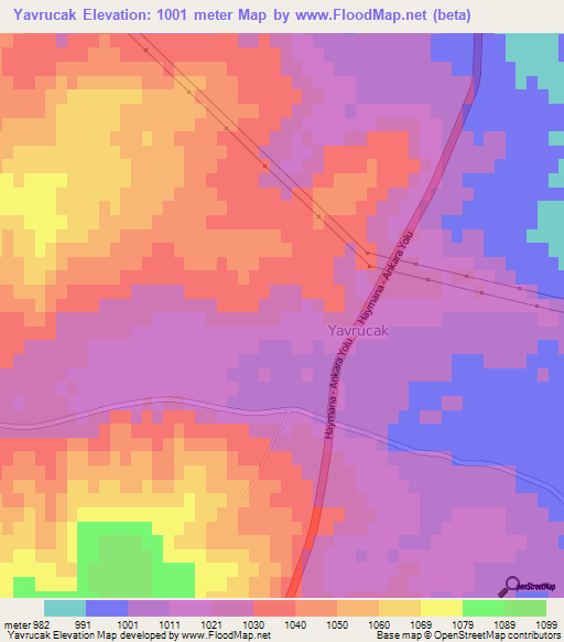 Yavrucak,Turkey Elevation Map