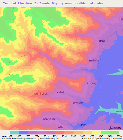 Yavrucak,Turkey Elevation Map