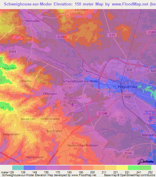 Schweighouse-sur-Moder,France Elevation Map