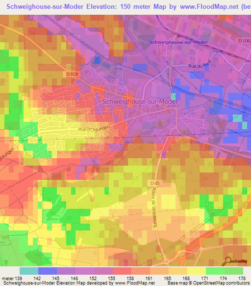 Schweighouse-sur-Moder,France Elevation Map