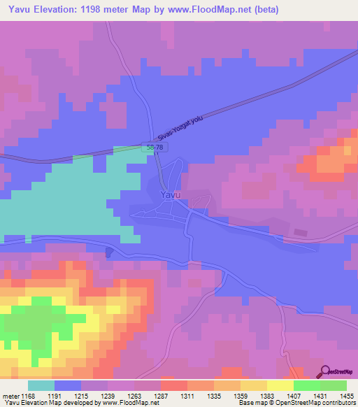 Yavu,Turkey Elevation Map