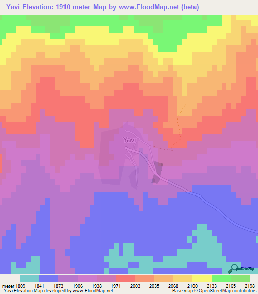 Yavi,Turkey Elevation Map