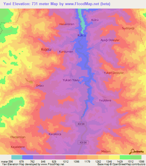 Yavi,Turkey Elevation Map