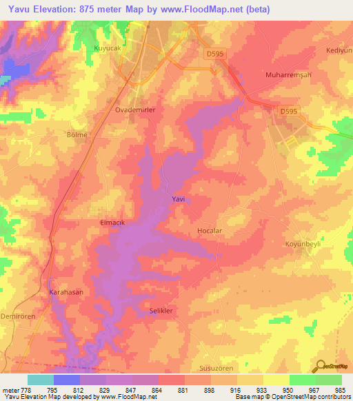 Yavu,Turkey Elevation Map