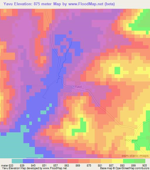 Yavu,Turkey Elevation Map