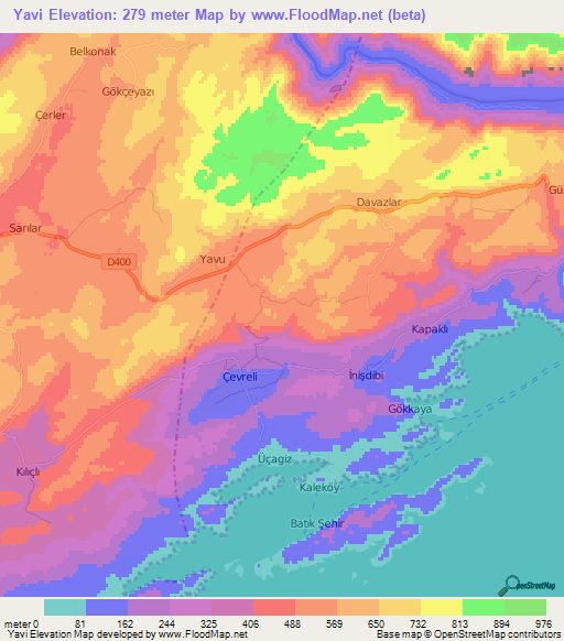 Yavi,Turkey Elevation Map