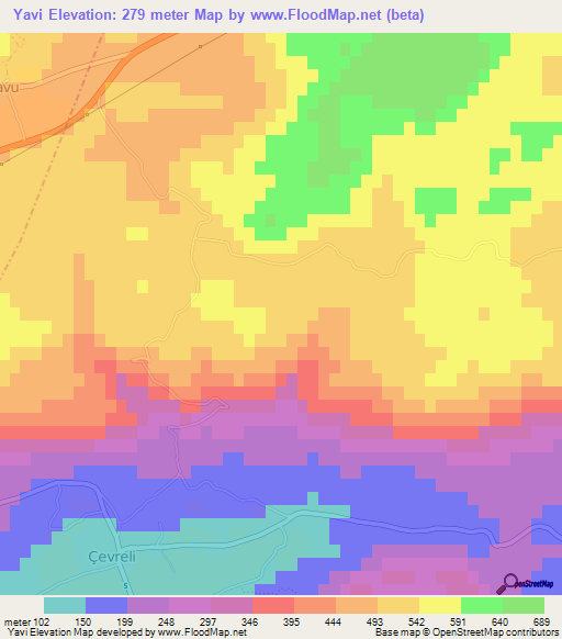 Yavi,Turkey Elevation Map