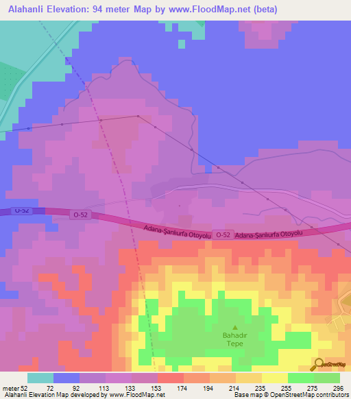 Alahanli,Turkey Elevation Map