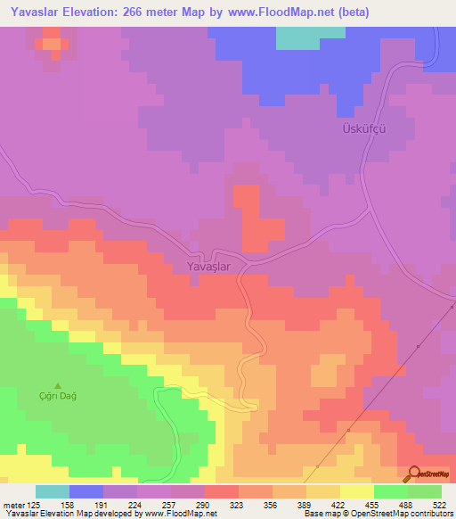 Yavaslar,Turkey Elevation Map