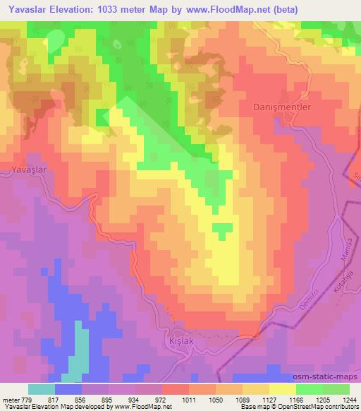 Yavaslar,Turkey Elevation Map