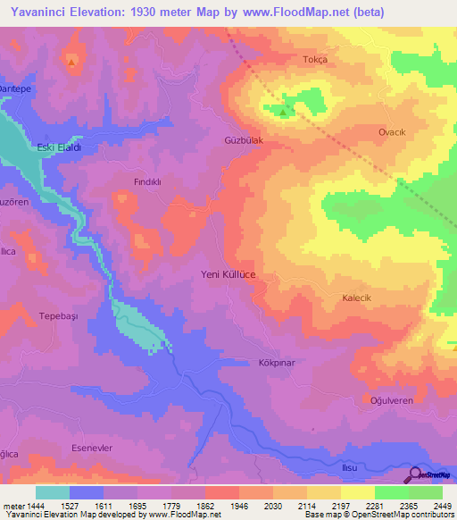 Yavaninci,Turkey Elevation Map