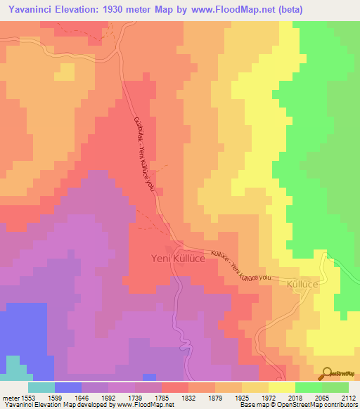 Yavaninci,Turkey Elevation Map