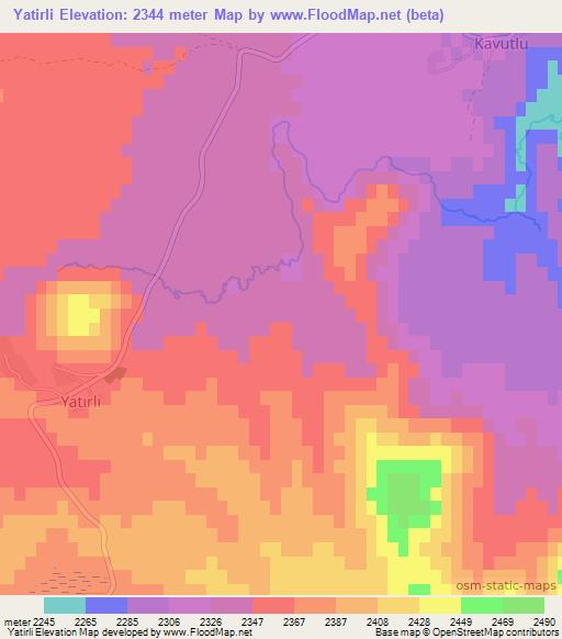 Yatirli,Turkey Elevation Map