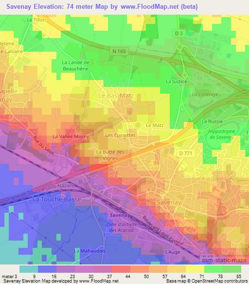 Savenay,France Elevation Map