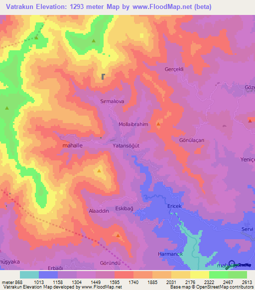 Vatrakun,Turkey Elevation Map