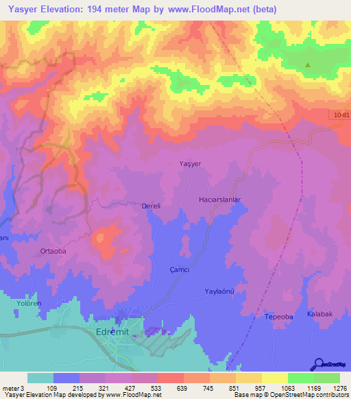 Yasyer,Turkey Elevation Map