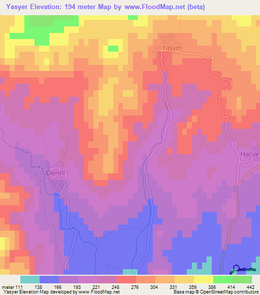 Yasyer,Turkey Elevation Map