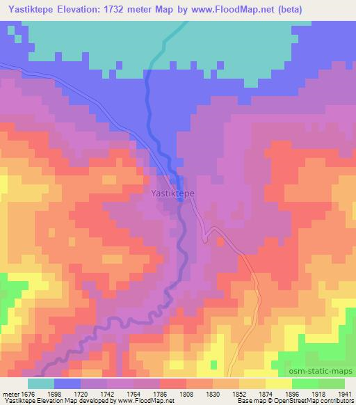 Yastiktepe,Turkey Elevation Map