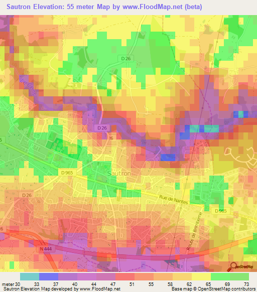 Sautron,France Elevation Map