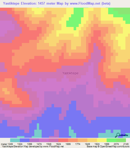 Yastiktepe,Turkey Elevation Map