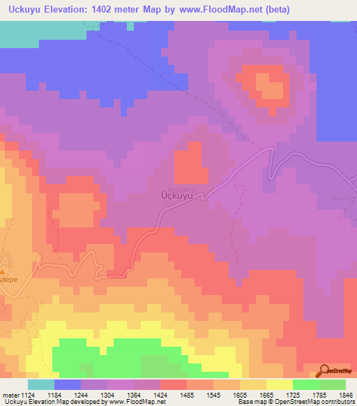 Uckuyu,Turkey Elevation Map