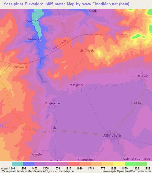 Yassipinar,Turkey Elevation Map