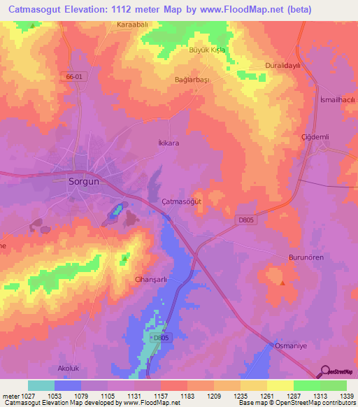 Catmasogut,Turkey Elevation Map